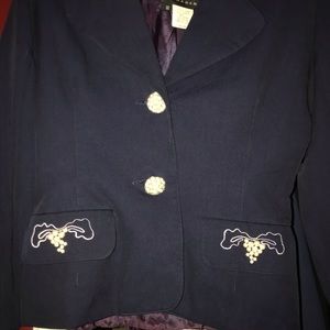 couture Navy blazer with pearl accents.